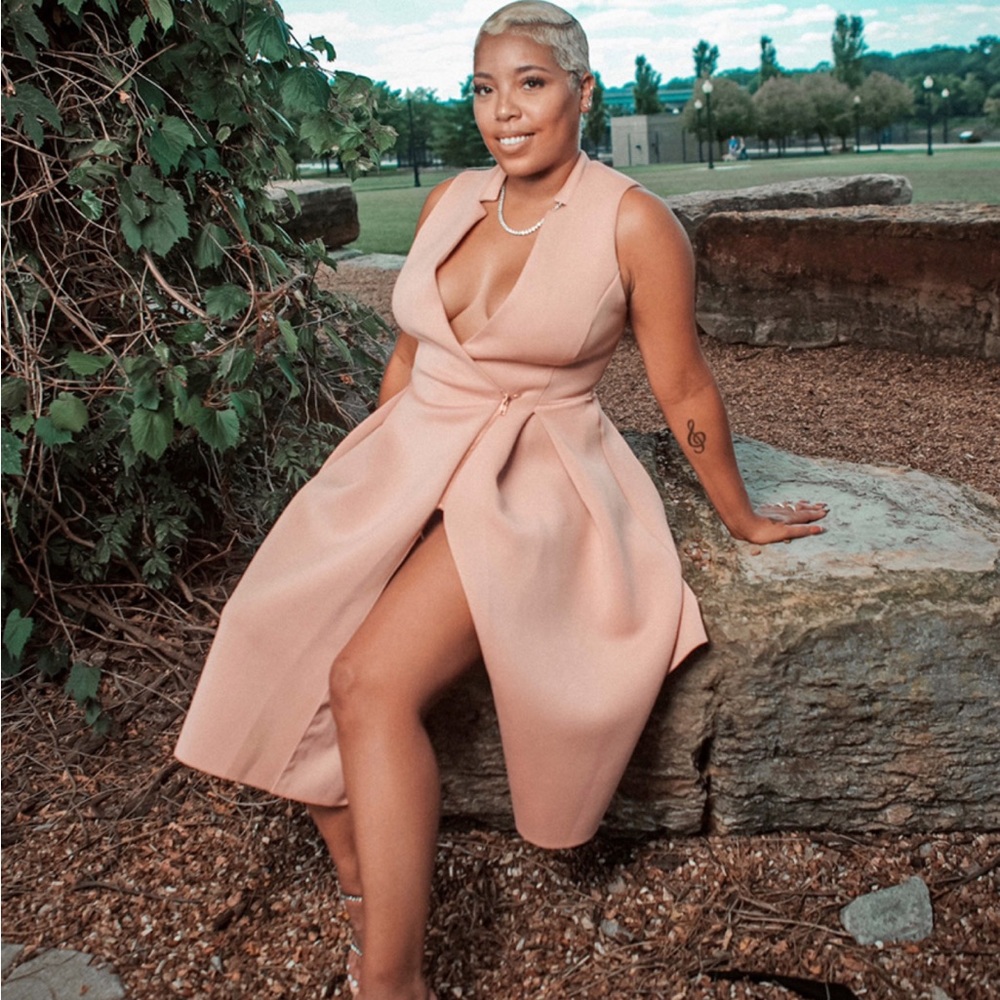 Flare dress with split scuba material
